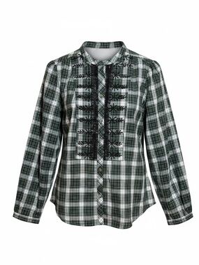 J. Crew beaded plaid blouse.